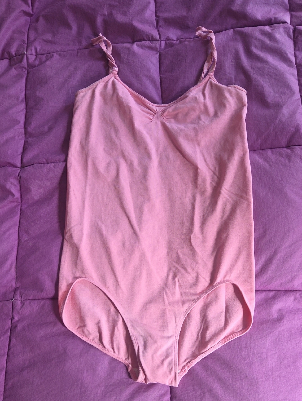 Lightweight Pastel Pink Gilda Marx Ballet Leotard w Cutouts On Back Size L